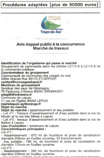 Appel d'offre